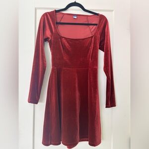 Old Navy Red Velvet Long Sleeve Dress